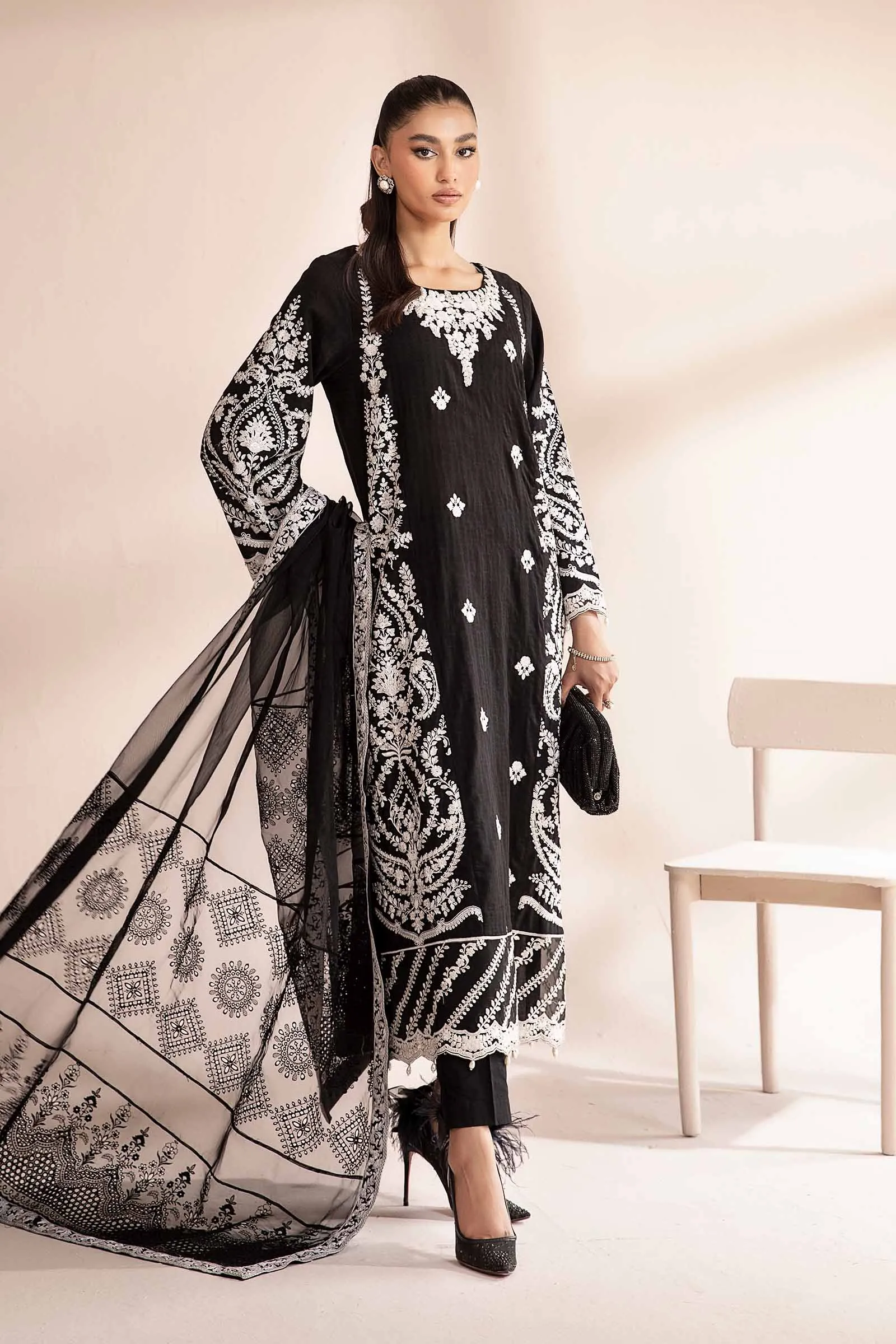 3 Piece Embroidered Self Jacquard Lawn Suit | DW-MN24-04