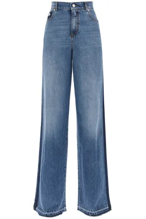 Alexander Mcqueen Wide Leg Jeans With Contrasting Details