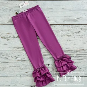 ALL THINGS SOLID: RUFFLED LEGGINGS (Dusted Grape)