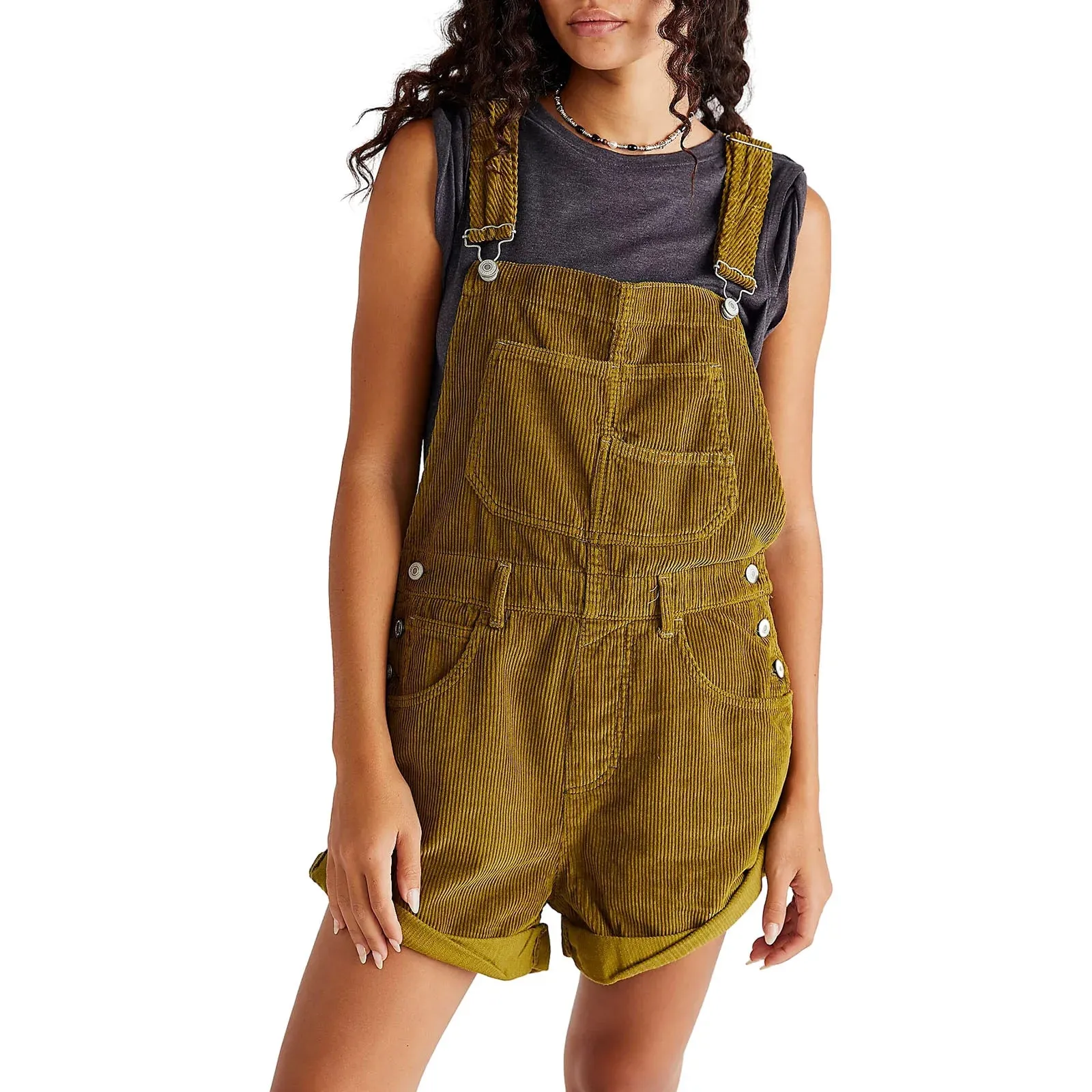 Baggy Adjustable Straps Stretchy Dungarees Pocket Streetwear Casual Romper