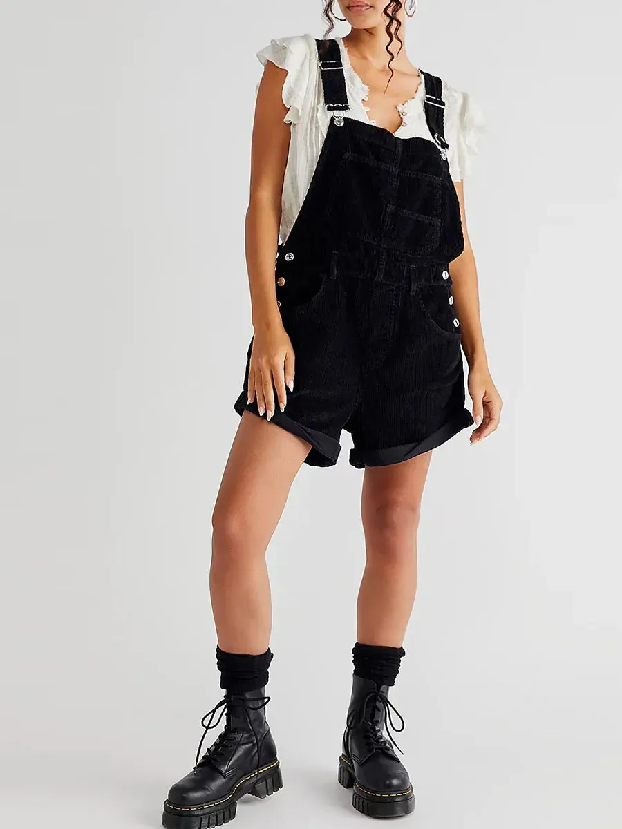 Baggy Adjustable Straps Stretchy Dungarees Pocket Streetwear Casual Romper