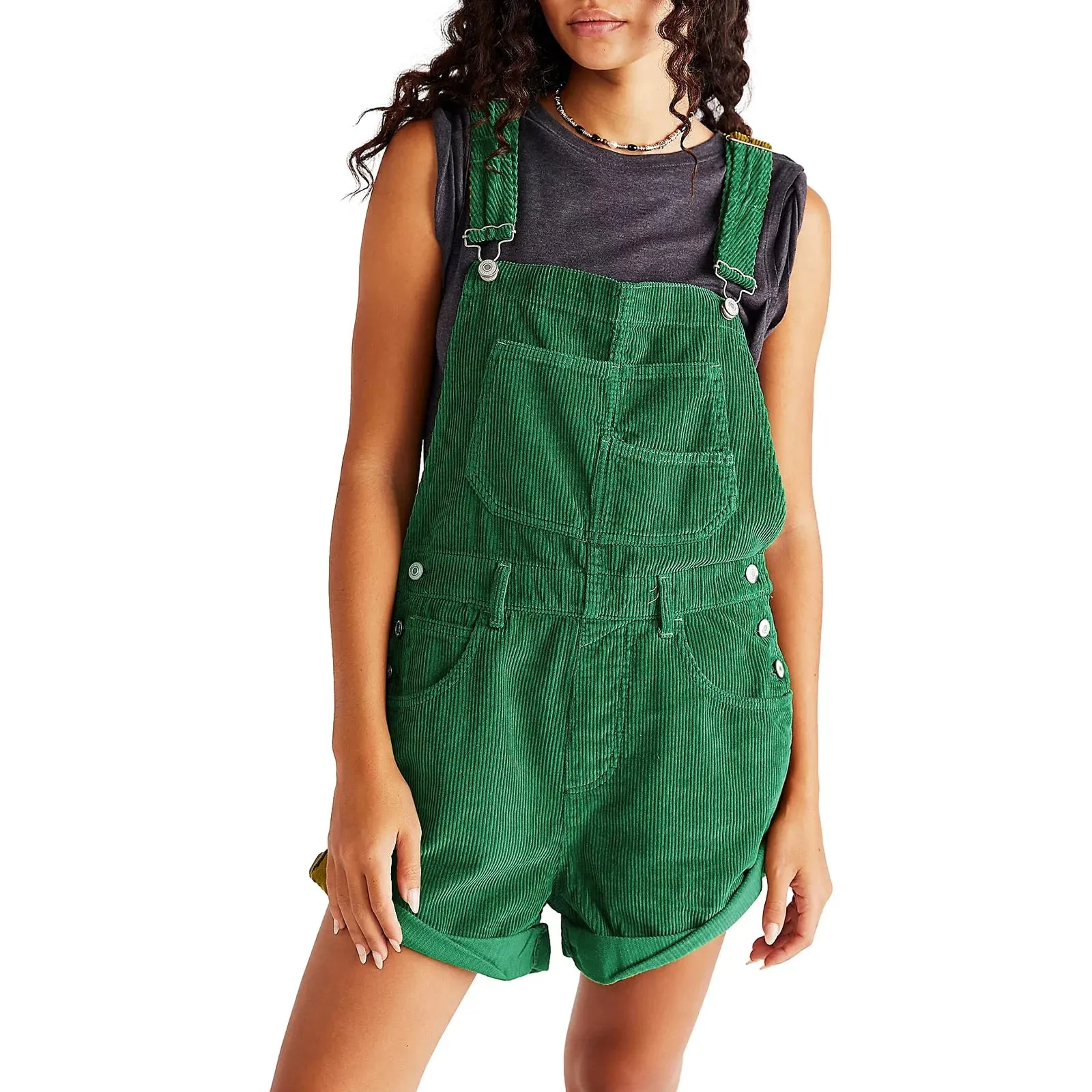 Baggy Adjustable Straps Stretchy Dungarees Pocket Streetwear Casual Romper