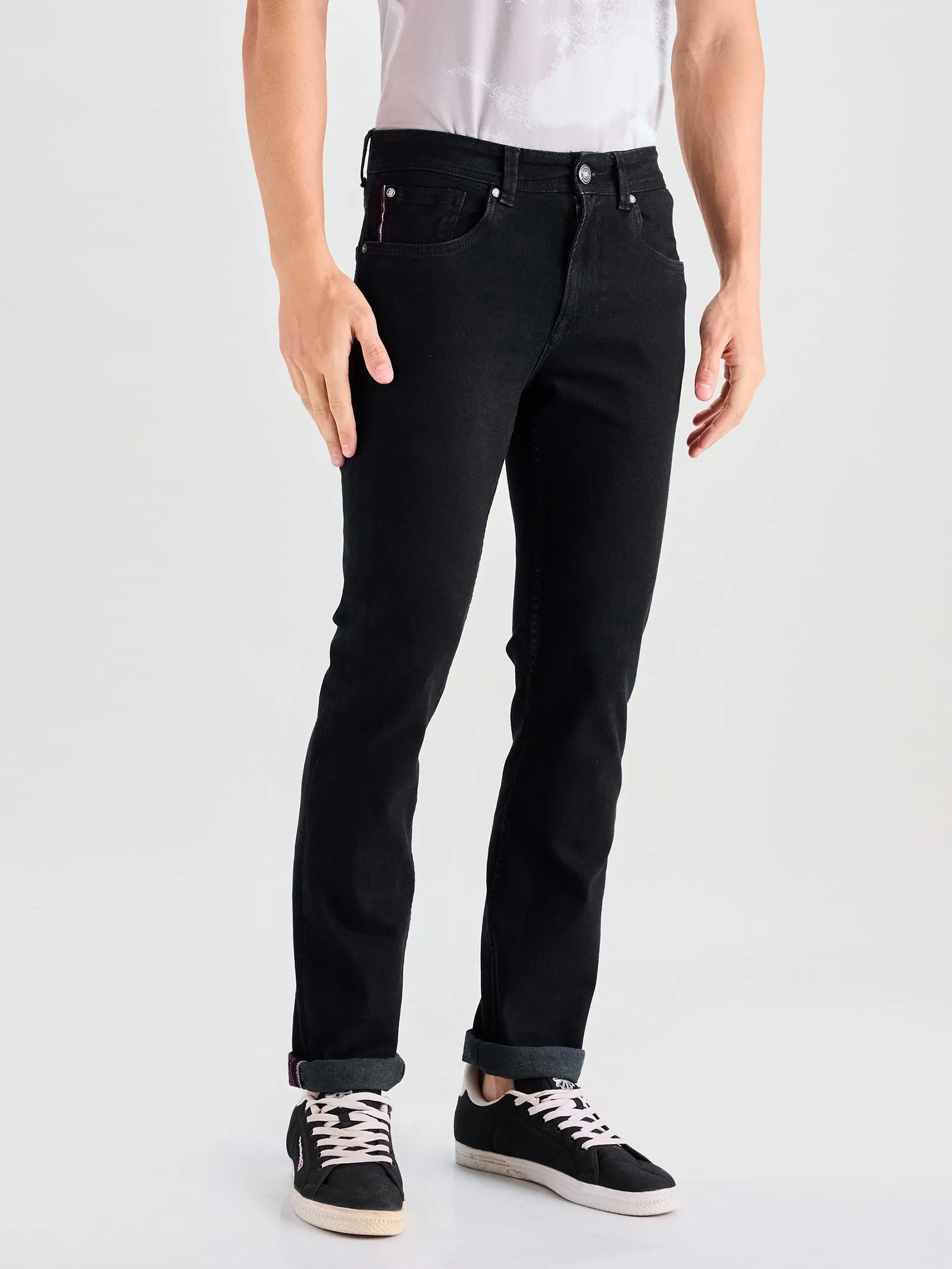 Black Straight Fit Stretch Jeans