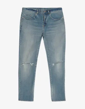 Blue Destroyed Knee Skinny Jeans