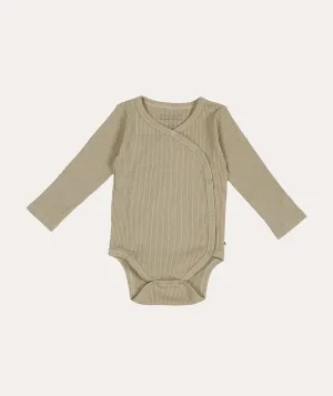 Bodysuit Wrap Long Sleeves Rib - Olive