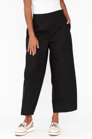 Bradie Black Cotton Wide Leg Pants