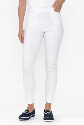 Dixon White Cotton Stretch Pants