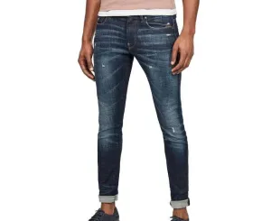 G Star Mens Mens Revend Skinny Jeans Worn In Sapphire Destroyed