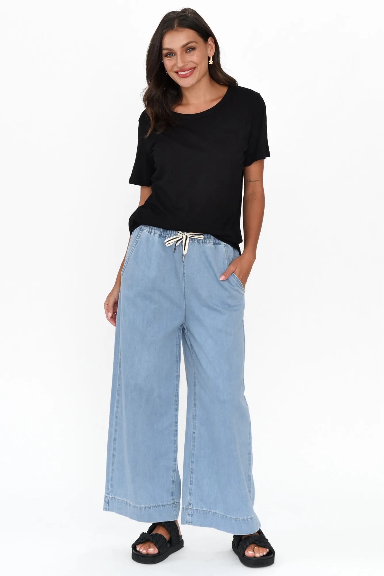 Greta Light Denim Wide Leg Pants