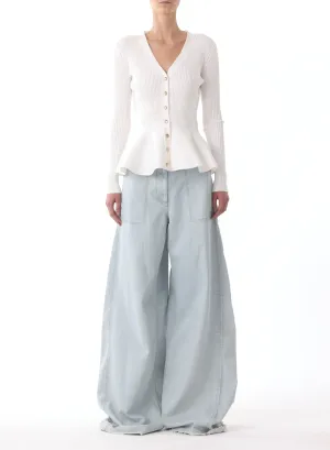 HIGH RISE WIDE LEG JEANS W/ RAW HEM