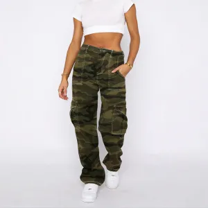 Jeans Women Loose Personality Camouflage Pocket Overalls Fashionable Trousers