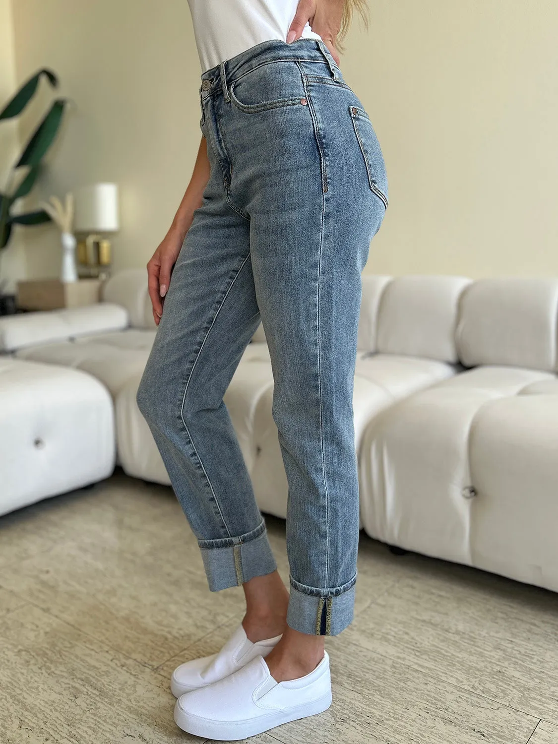 Judy Blue High Waist Cuff Hem Skinny Jeans [Online Exclusive]