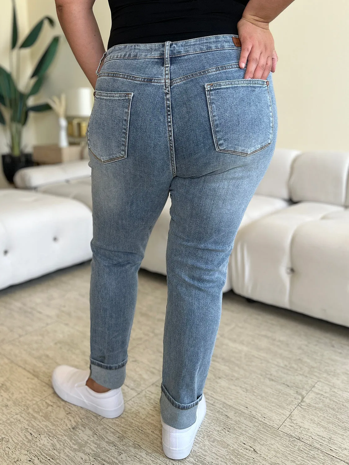 Judy Blue High Waist Cuff Hem Skinny Jeans [Online Exclusive]