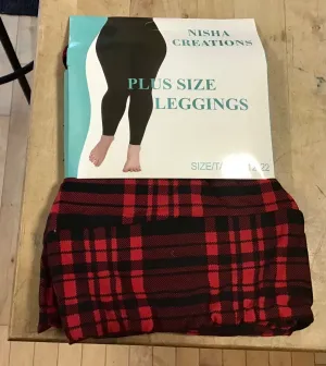 Leggings - Red Buffalo Plaid - Plus Size