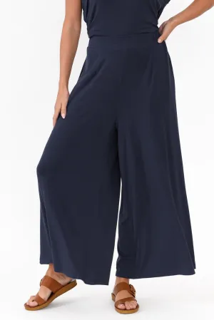 Lowen Navy Modal Wide Leg Pants