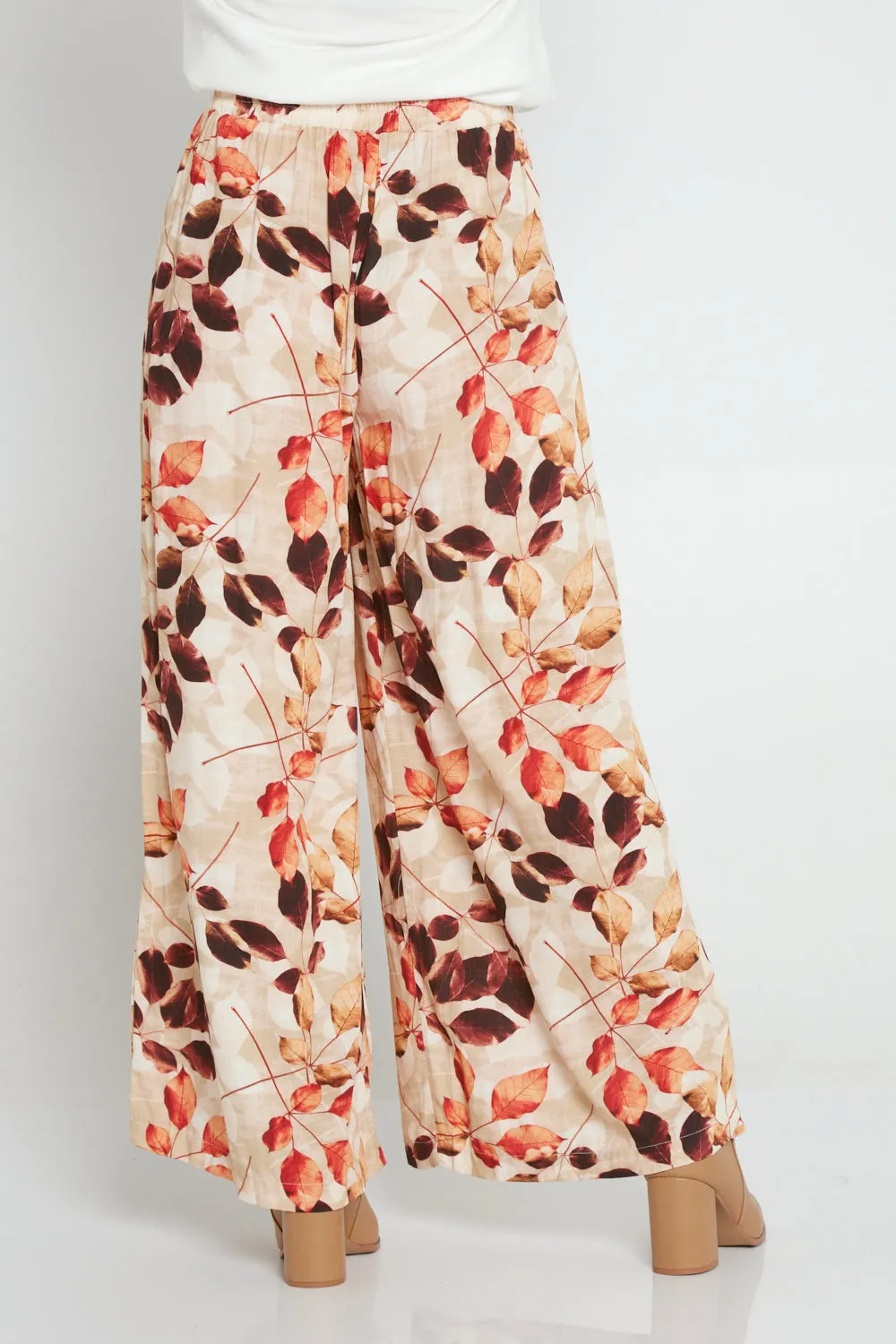 Magnolia Pants - Brown Leaves