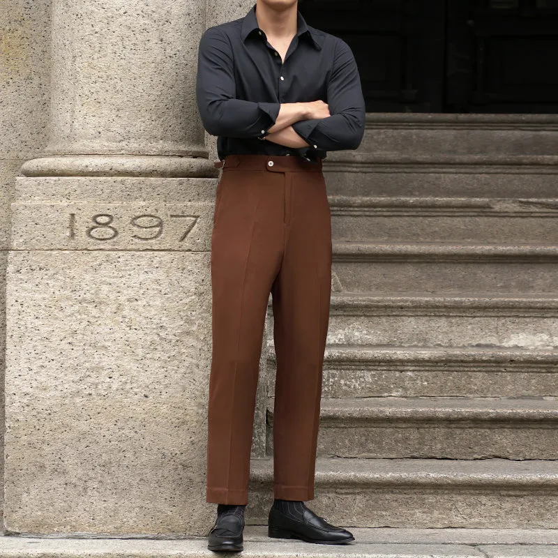 Men's Casual Business Slim Fit Dress Pants British Straight Trousers