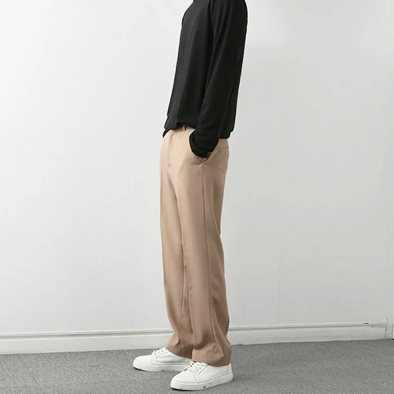 Men's Casual Loose Straight Drape Solid Color Wide Leg Pants