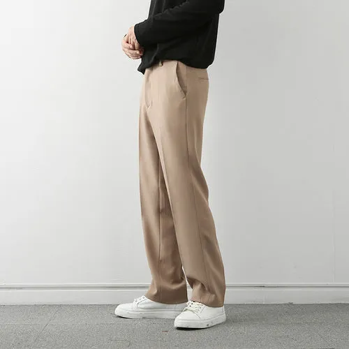 Men's Casual Loose Straight Drape Solid Color Wide Leg Pants