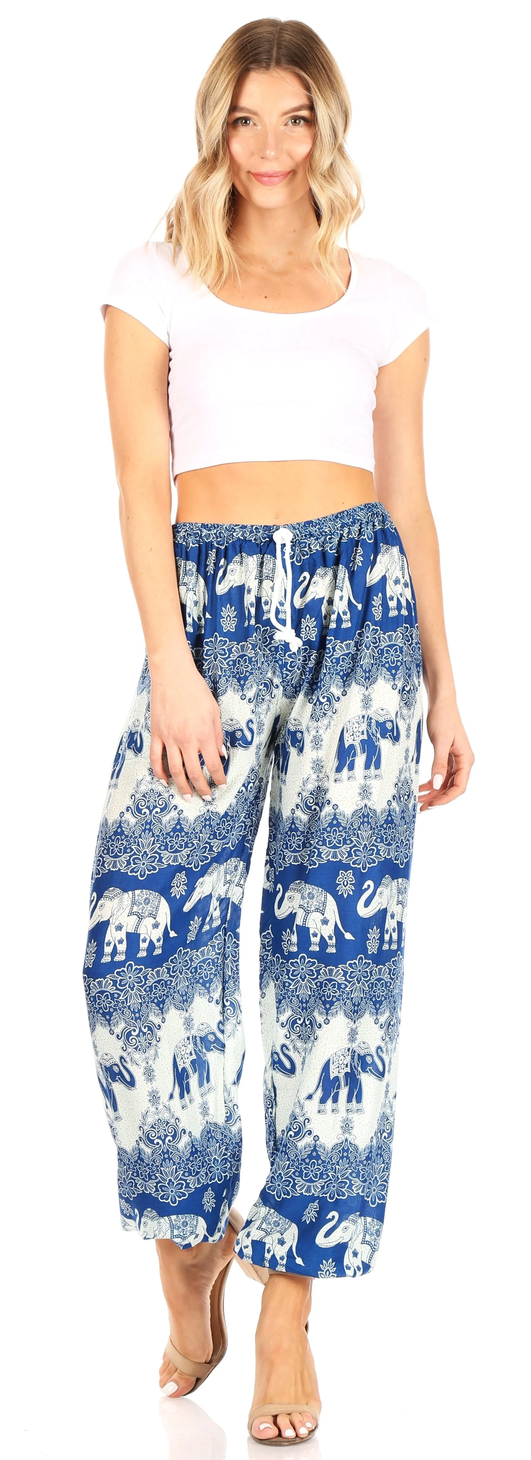 Sakkas Akilla Women's Loose Printed Yoga Elephant Pants Elastic Waist w/Pocket