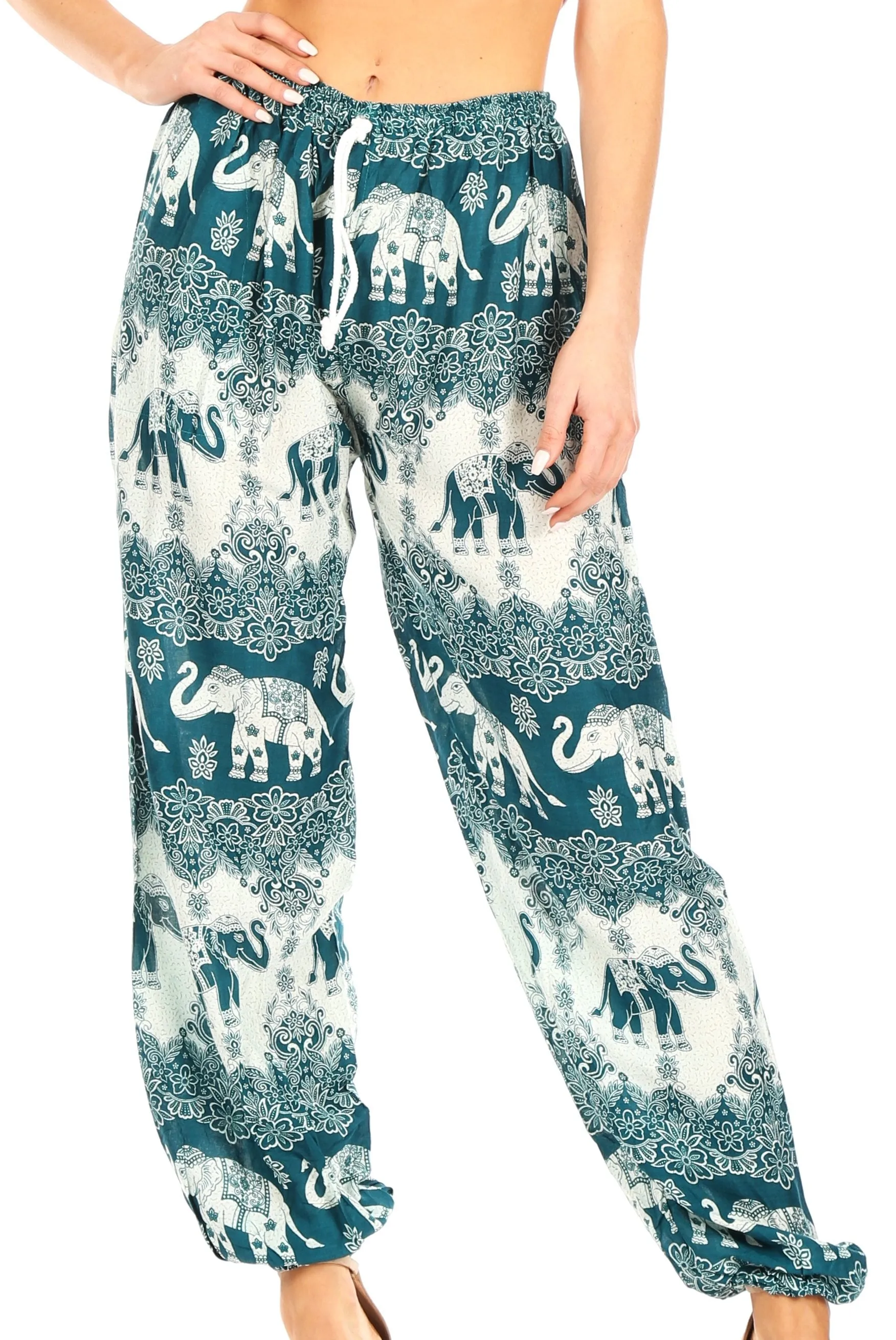 Sakkas Akilla Women's Loose Printed Yoga Elephant Pants Elastic Waist w/Pocket