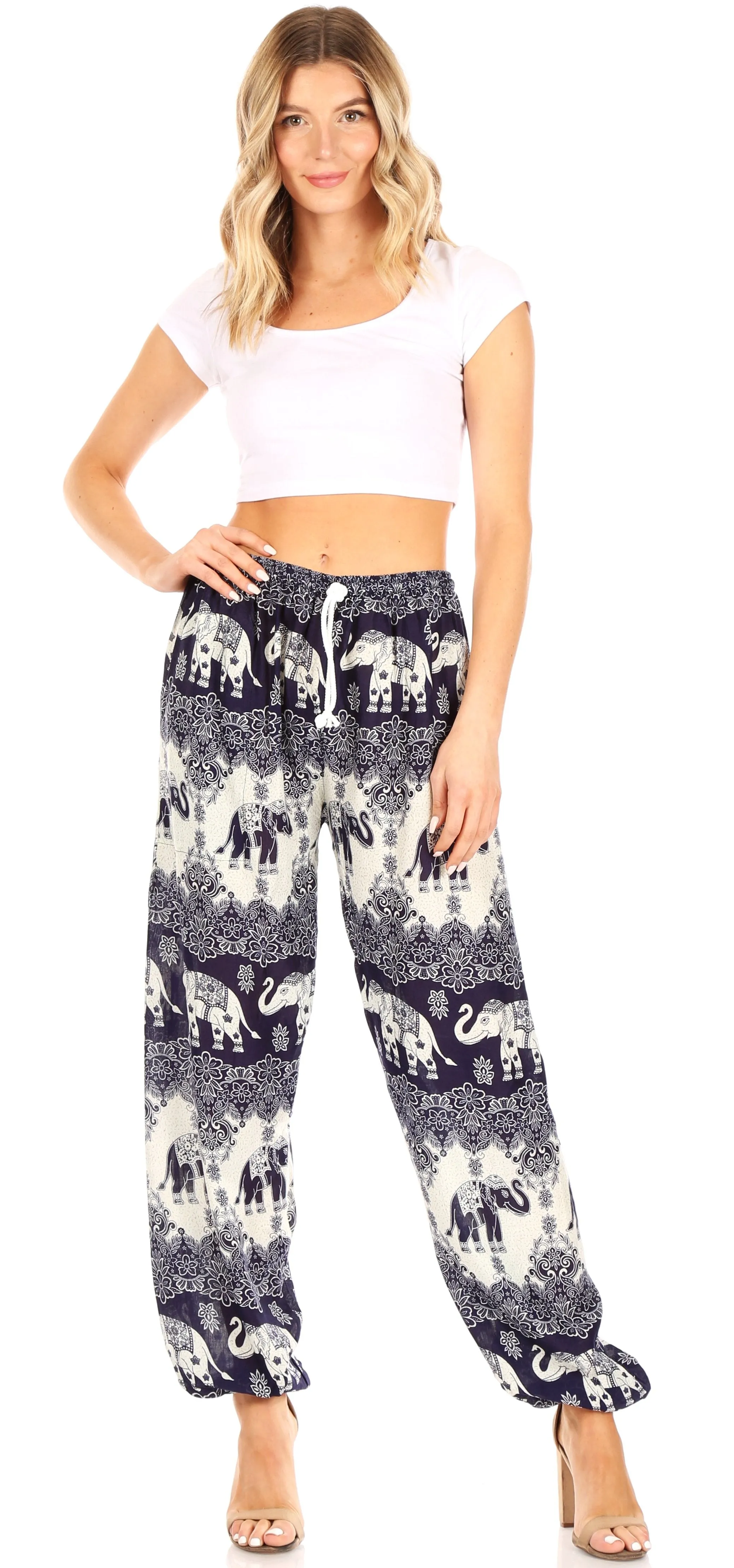 Sakkas Akilla Women's Loose Printed Yoga Elephant Pants Elastic Waist w/Pocket