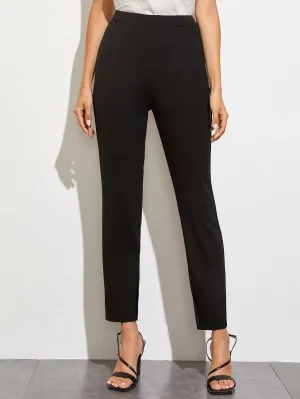 Solid High Waist Tailored Pants