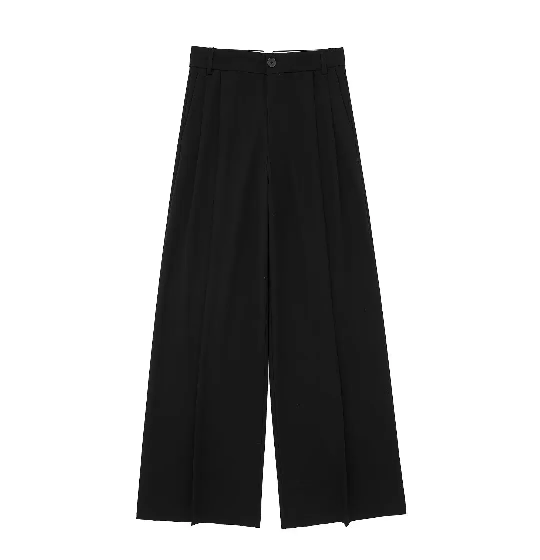 Spring Loose Casual High Waist Straight Pleated Pants Simple Office Drape Wide Leg Casual Pants Women