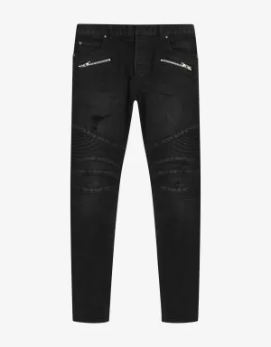 Wash Black Skinny Biker Jeans